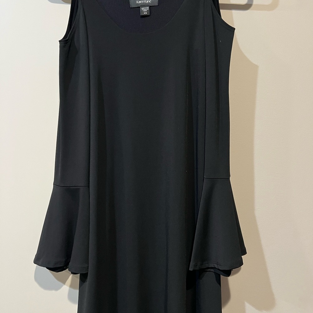 Karen Kane peek a boo shoulder Black Flare Sleeve Dress